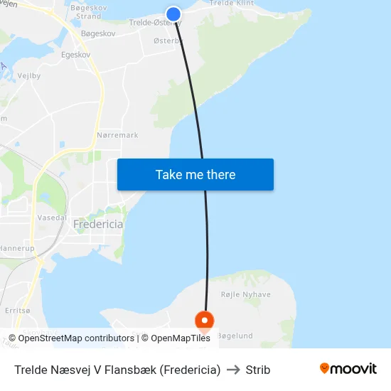 Trelde Næsvej V Flansbæk (Fredericia) to Strib map