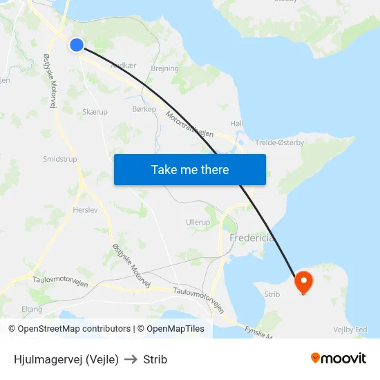 Hjulmagervej (Vejle) to Strib map
