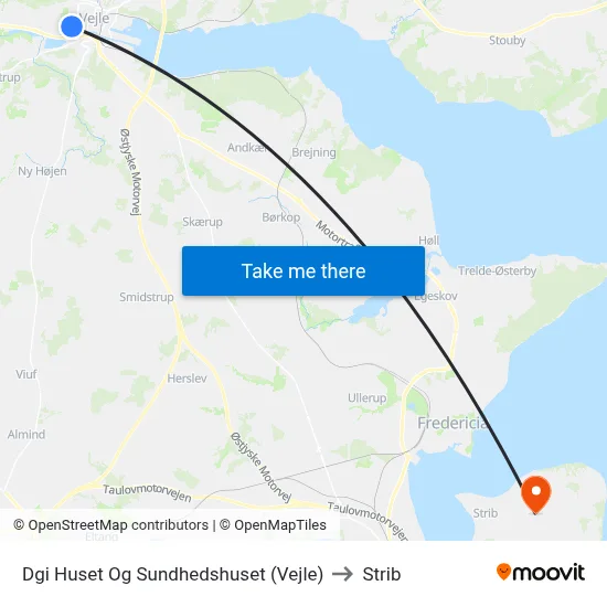 Dgi Huset Og Sundhedshuset (Vejle) to Strib map