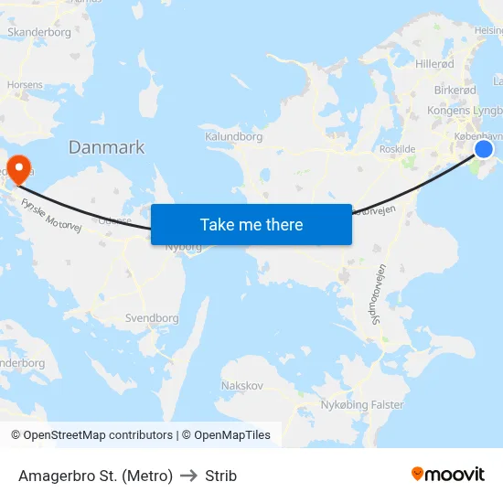 Amagerbro St. (Metro) to Strib map