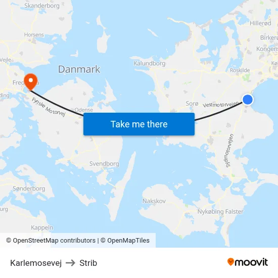 Karlemosevej to Strib map