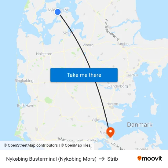 Nykøbing Busterminal (Nykøbing Mors) to Strib map