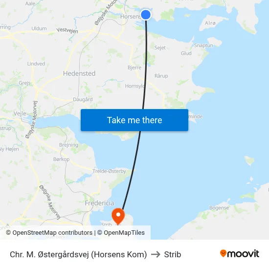 Chr. M. Østergårdsvej (Horsens Kom) to Strib map