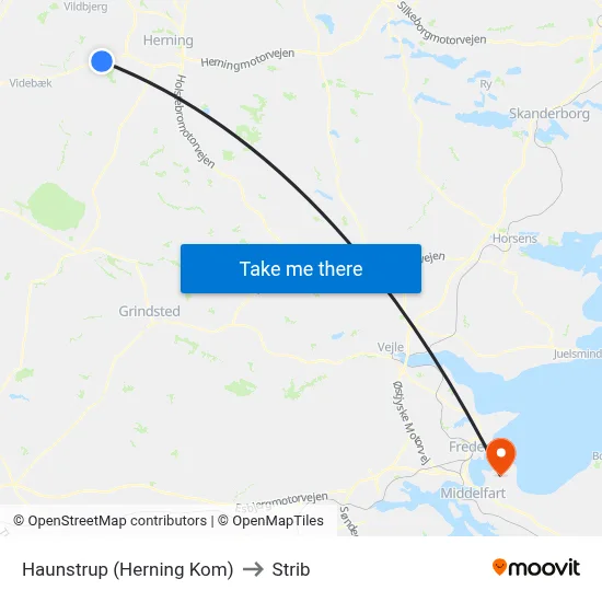 Haunstrup (Herning Kom) to Strib map