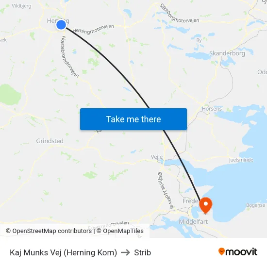Kaj Munks Vej (Herning Kom) to Strib map