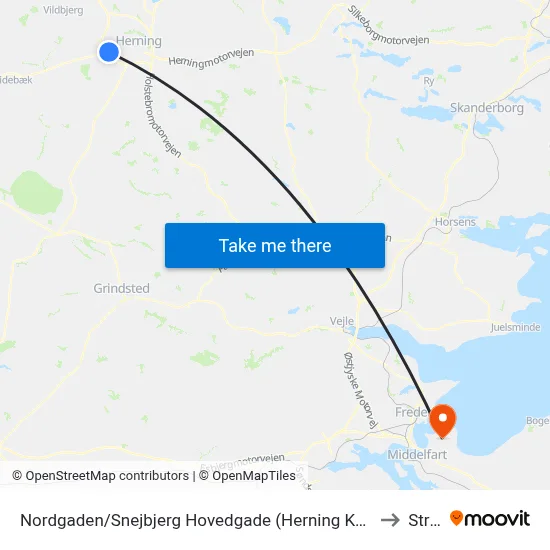 Nordgaden/Snejbjerg Hovedgade (Herning Kom) to Strib map