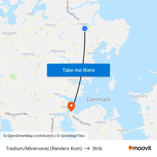 Tradium/Minervavej (Randers Kom) to Strib map