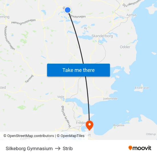Silkeborg Gymnasium to Strib map