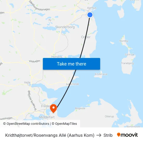 Kridthøjtorvet/Rosenvangs Allé (Aarhus Kom) to Strib map