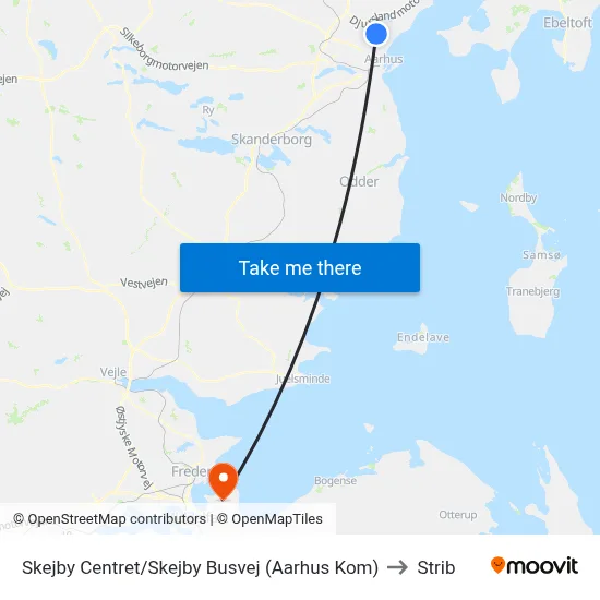 Skejby Centret/Skejby Busvej (Aarhus Kom) to Strib map
