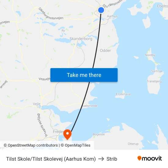 Tilst Skole/Tilst Skolevej (Aarhus Kom) to Strib map