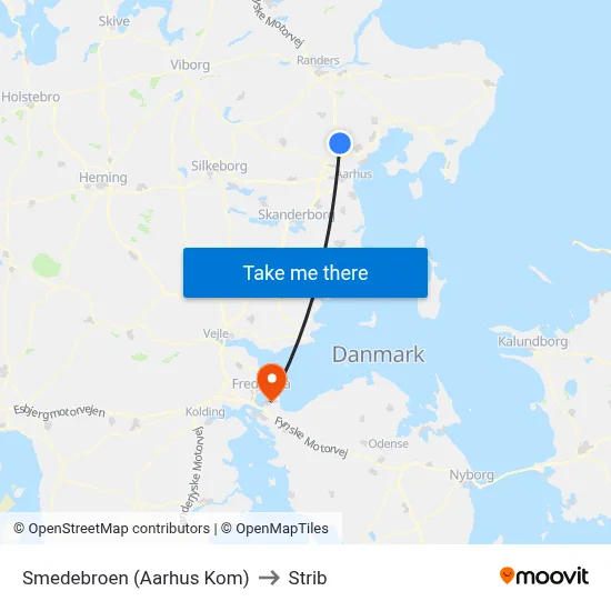 Smedebroen (Aarhus Kom) to Strib map