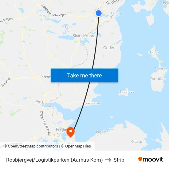 Rosbjergvej/Logistikparken (Aarhus Kom) to Strib map