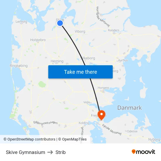 Skive Gymnasium to Strib map