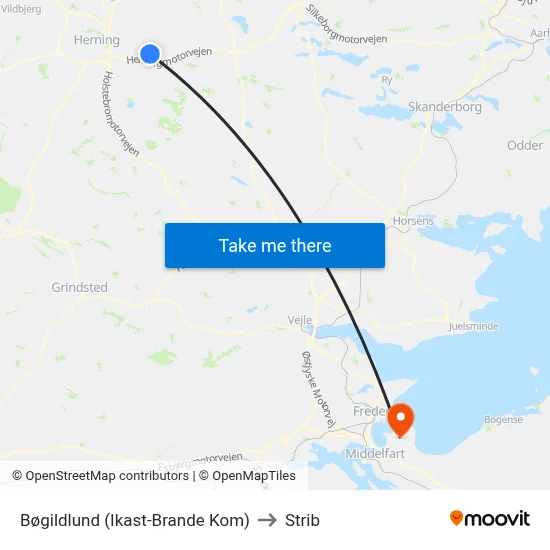 Bøgildlund (Ikast-Brande Kom) to Strib map