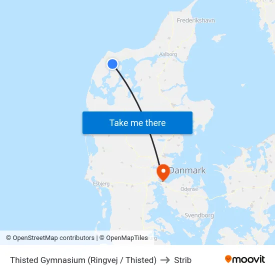 Thisted Gymnasium (Ringvej / Thisted) to Strib map