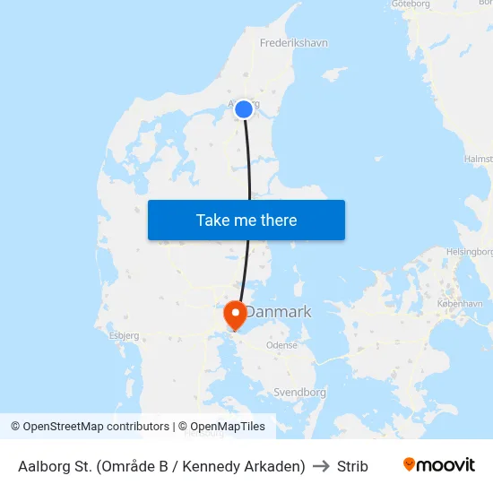 Aalborg St. (Område B2 / Kennedy Arkaden) to Strib map