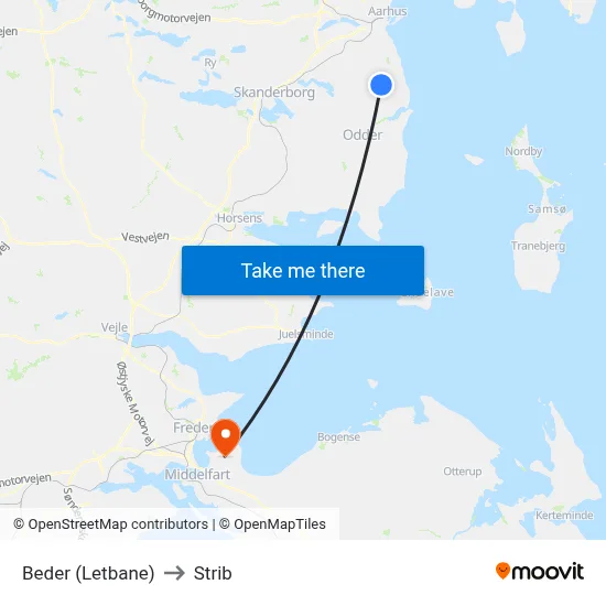 Beder (Letbane) to Strib map