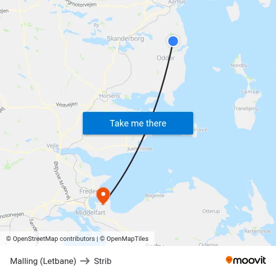 Malling (Letbane) to Strib map