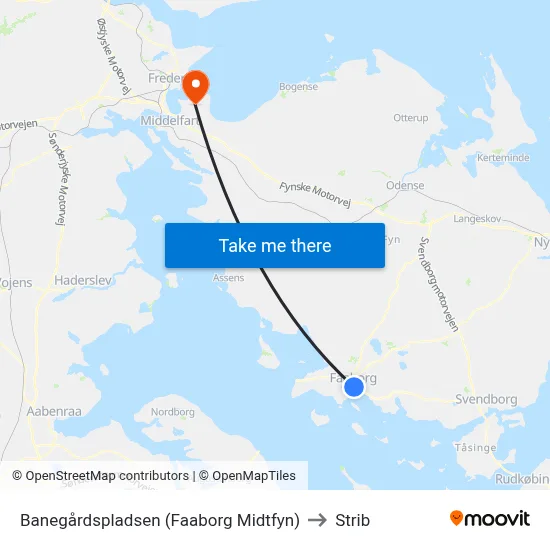 Banegårdspladsen (Faaborg Midtfyn) to Strib map