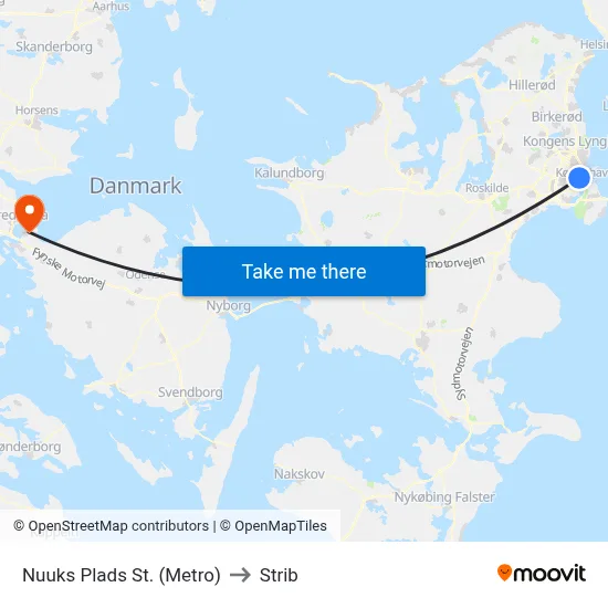 Nuuks Plads St. (Metro) to Strib map