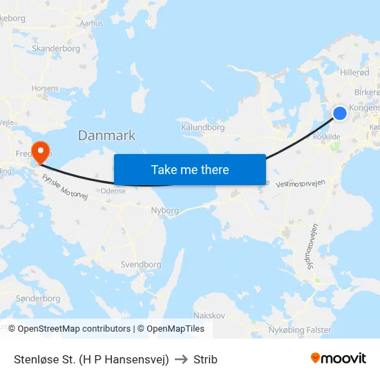 Stenløse St. (H P Hansensvej) to Strib map
