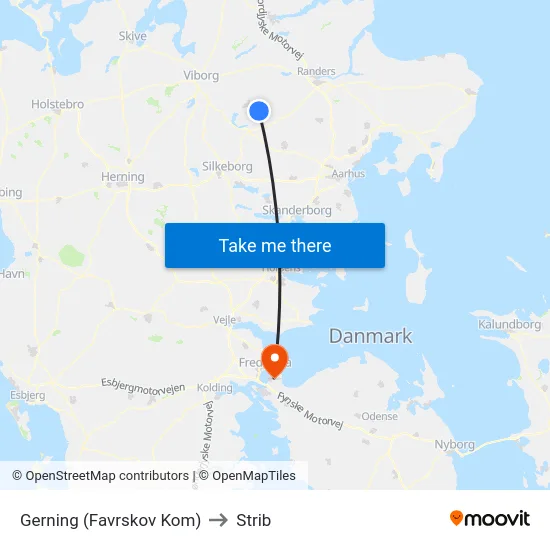 Gerning (Favrskov Kom) to Strib map