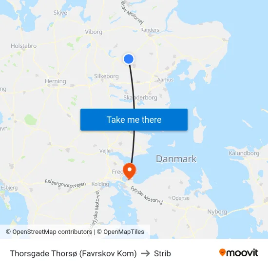 Thorsgade Thorsø (Favrskov Kom) to Strib map