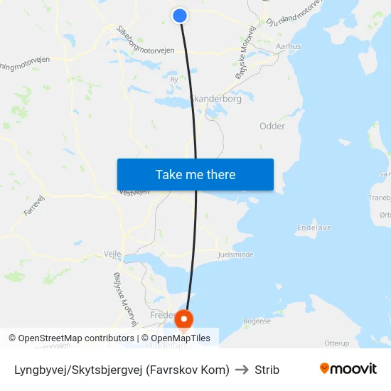 Lyngbyvej/Skytsbjergvej (Favrskov Kom) to Strib map