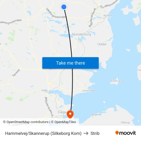 Hammelvej/Skannerup (Silkeborg Kom) to Strib map