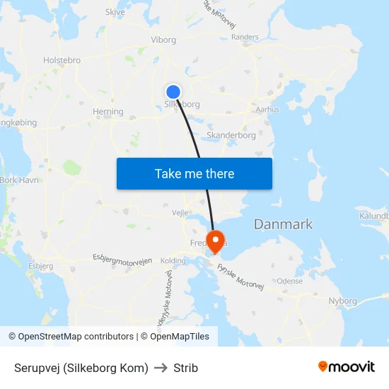 Serupvej (Silkeborg Kom) to Strib map