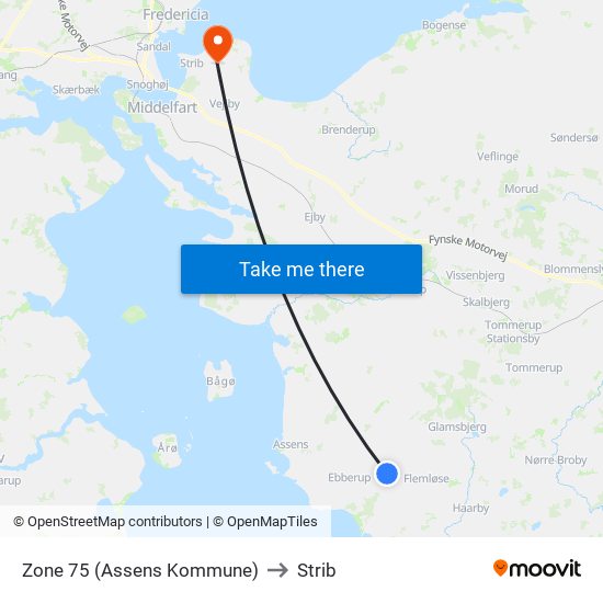 Zone 75 (Assens Kommune) to Strib map