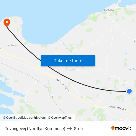 Tevringevej (Nordfyn Kommune) to Strib map