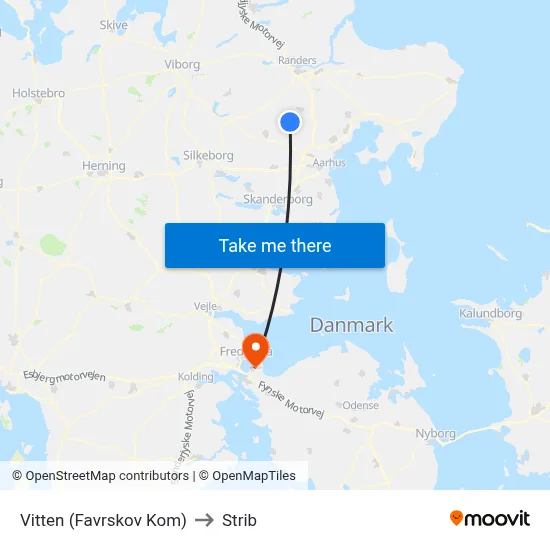 Vitten (Favrskov Kom) to Strib map
