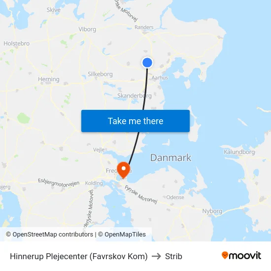 Hinnerup Plejecenter (Favrskov Kom) to Strib map