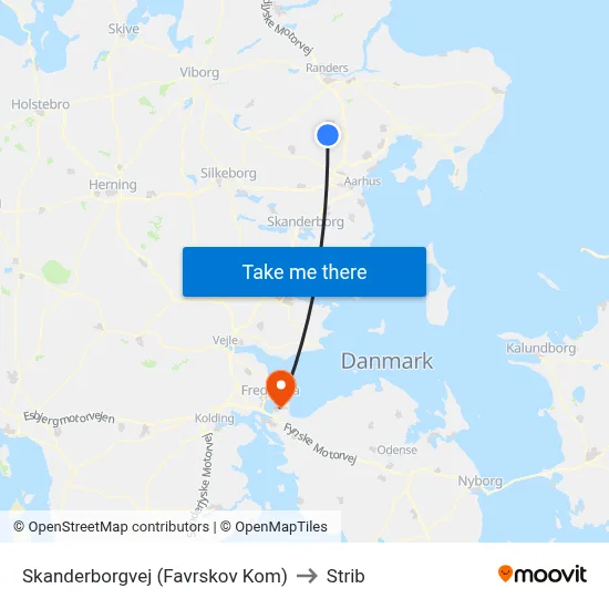 Skanderborgvej (Favrskov Kom) to Strib map