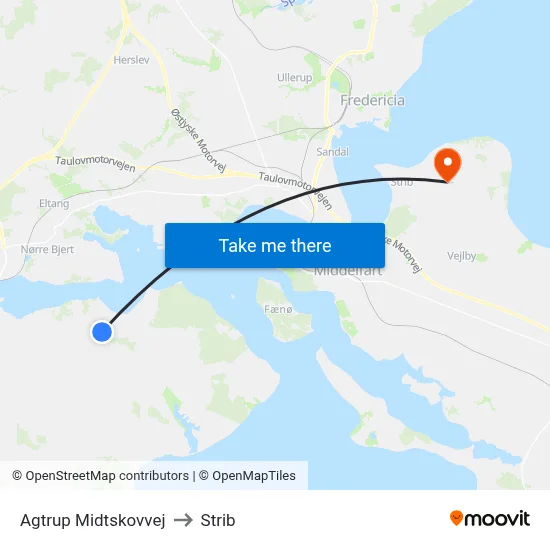 Agtrup Midtskovvej to Strib map