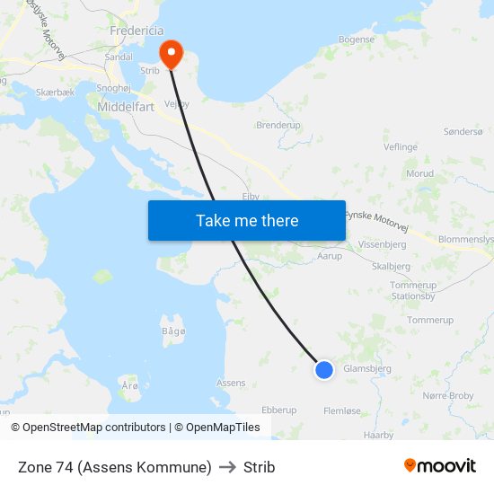 Zone 74 (Assens Kommune) to Strib map