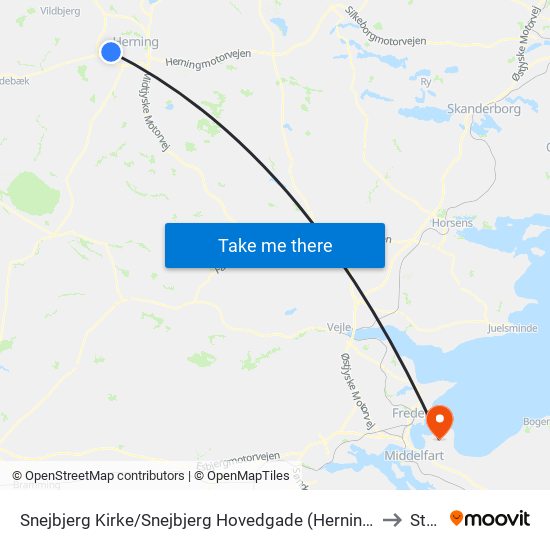 Snejbjerg Kirke/Snejbjerg Hovedgade (Herning Kom) to Strib map