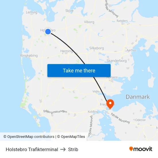 Holstebro Trafikterminal to Strib map