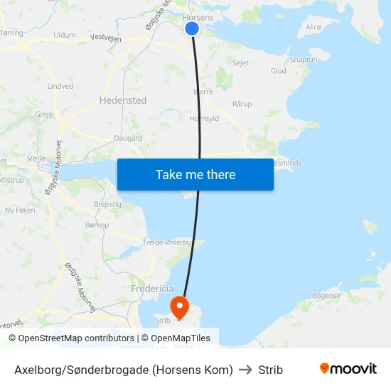Axelborg/Sønderbrogade (Horsens Kom) to Strib map