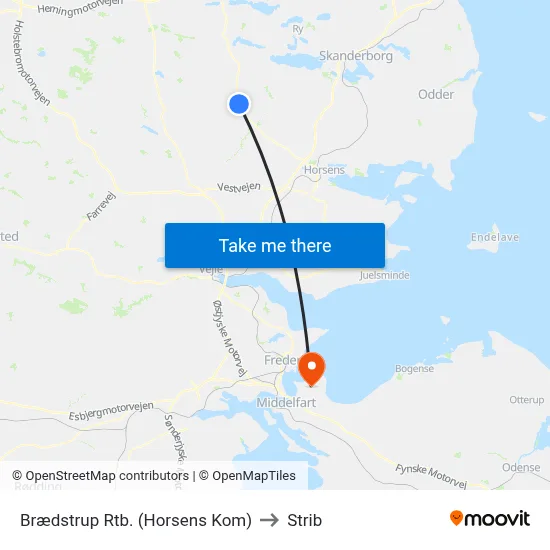 Brædstrup Rtb. (Horsens Kom) to Strib map