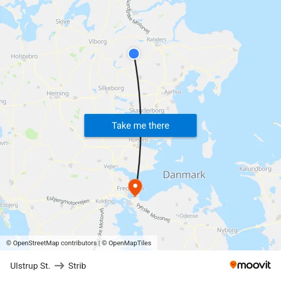 Ulstrup St. to Strib map