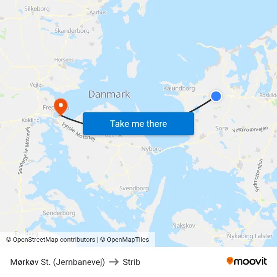 Mørkøv St. (Jernbanevej) to Strib map