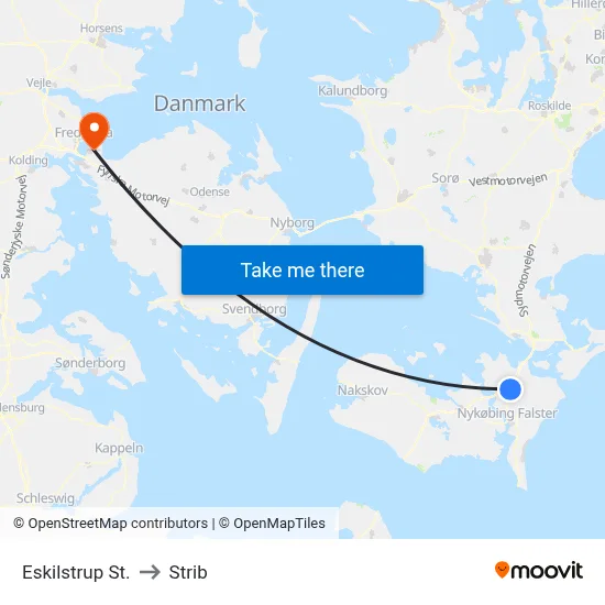 Eskilstrup St. to Strib map