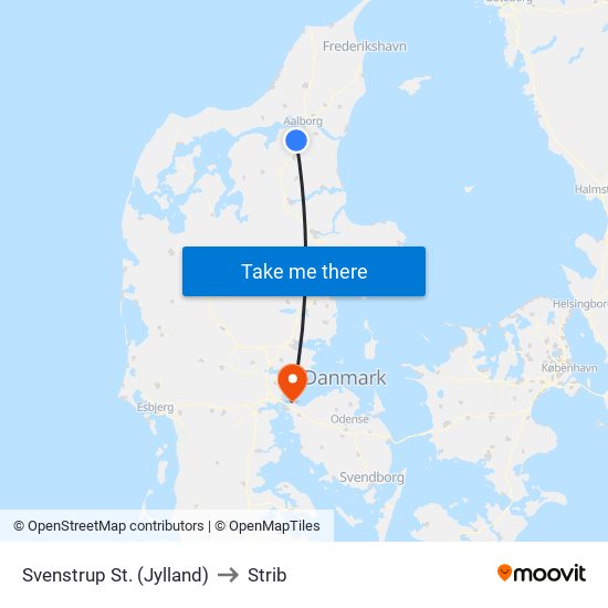 Svenstrup St. (Jylland) to Strib map