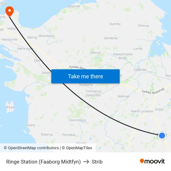 Ringe Station (Faaborg Midtfyn) to Strib map