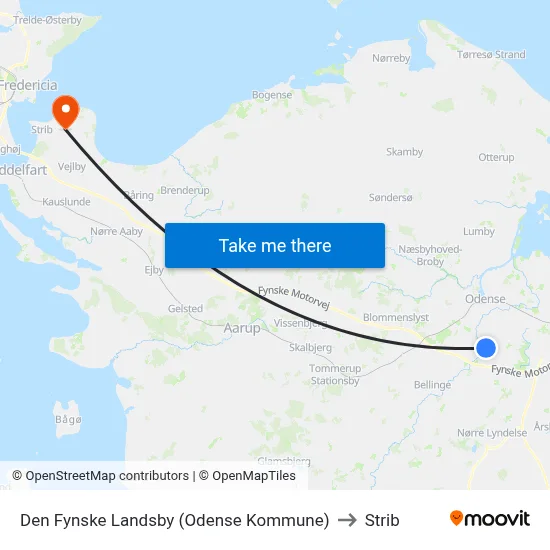 Den Fynske Landsby (Odense Kommune) to Strib map