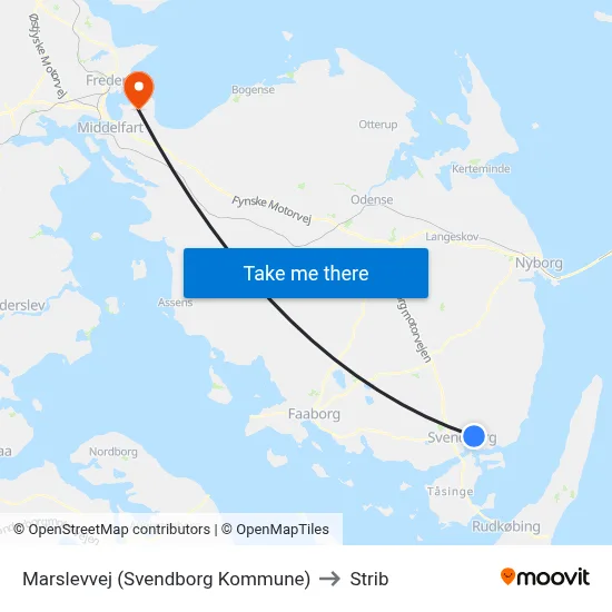Marslevvej (Svendborg Kommune) to Strib map