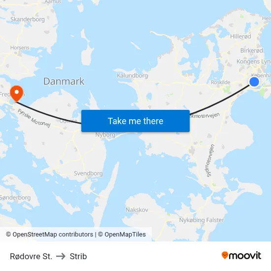 Rødovre St. to Strib map
